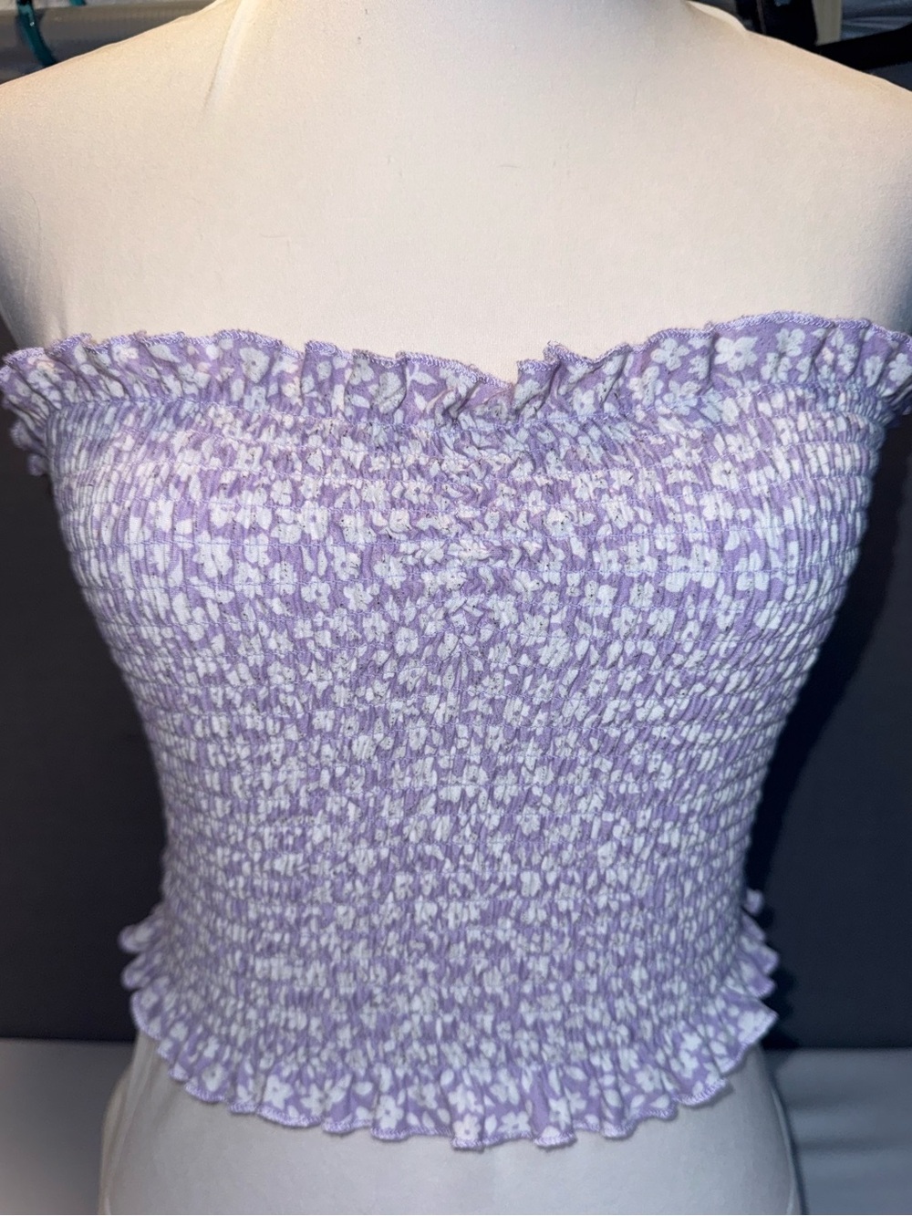 Love Streak Lavender Floral Smocked Tube Top - Size Small